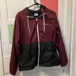 Fleece lined Columbia rain jacket with hood